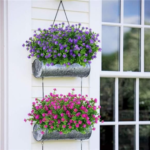 6 Bundles Outdoor Artificial Flowers UV Resistant Fake Boxwood Plants, Faux - Picture 2 of 6